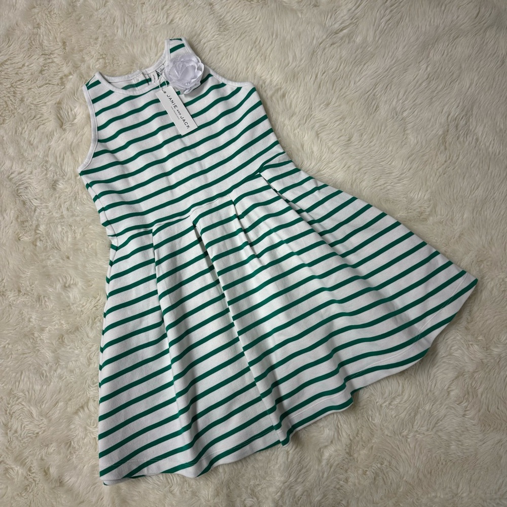 NWT Janie and Jack Green and White Striped Dress